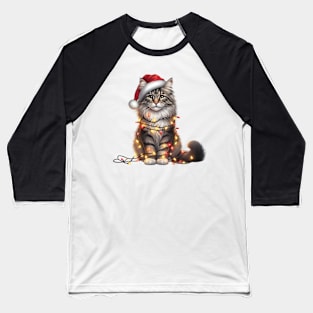 Christmas Norwegian Forest Cat Baseball T-Shirt